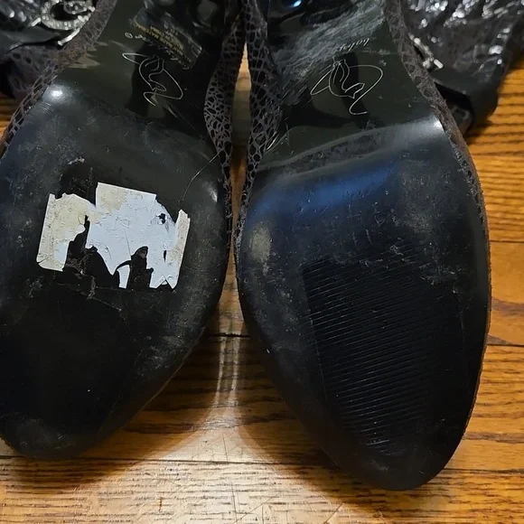 Vintage Baby Phat Croc-Embossed Black Patent Knee-High Boots size 10.5 - Picture 4 of 9